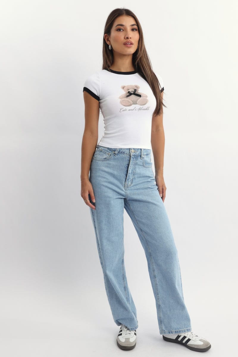 White Graphic T-Shirt Short Sleeve