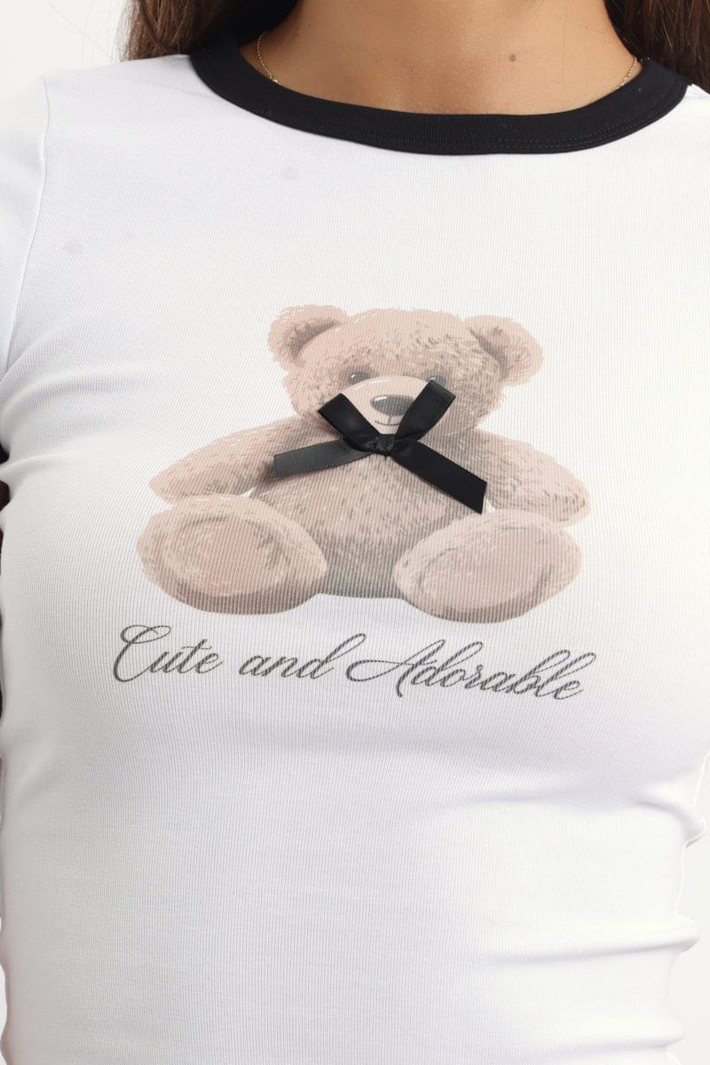 White Graphic T-Shirt Short Sleeve