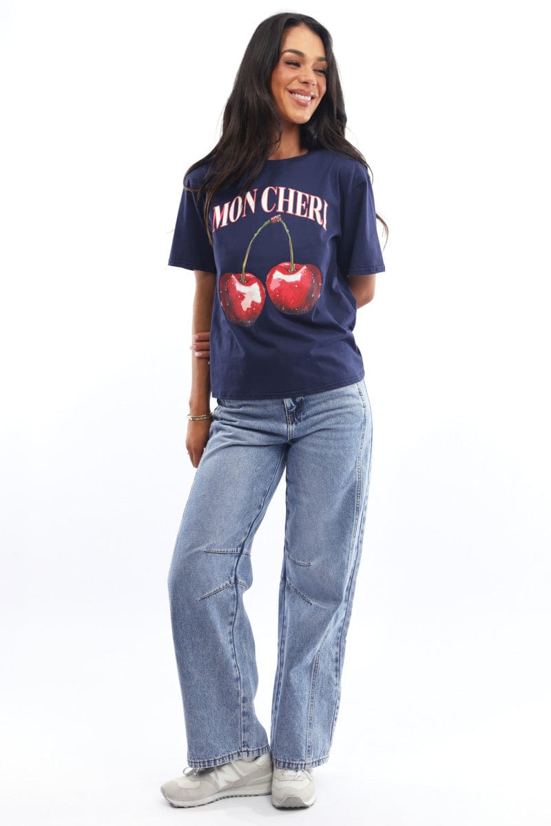Blue Graphic T-Shirt Short Sleeve