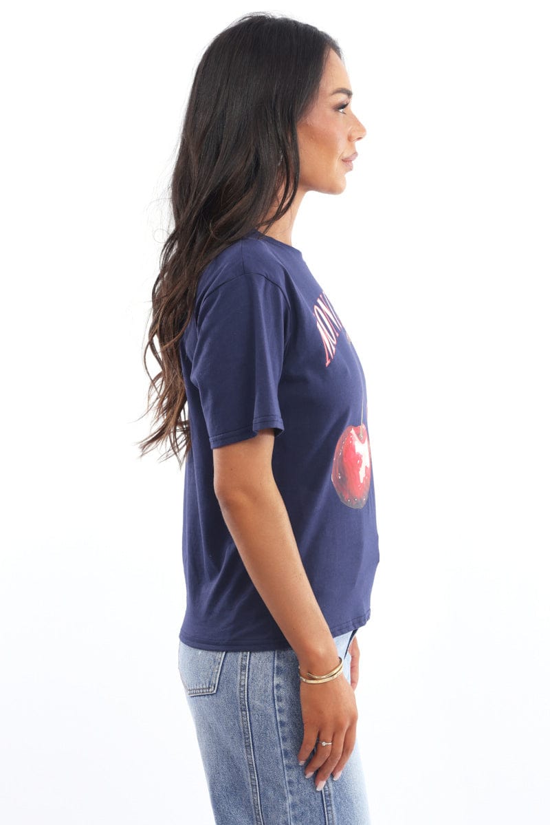 Blue Graphic T-Shirt Short Sleeve
