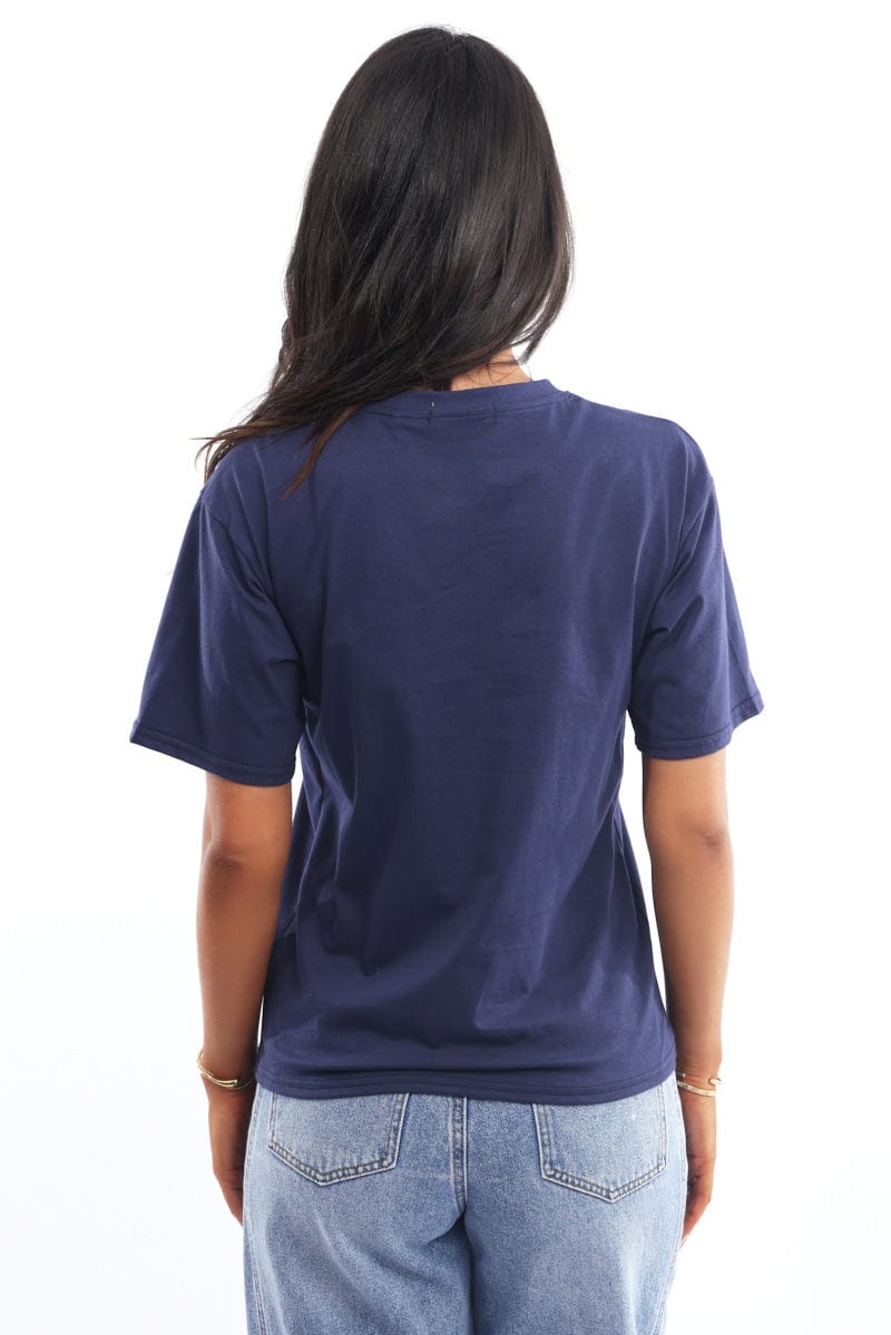 Blue Graphic T-Shirt Short Sleeve