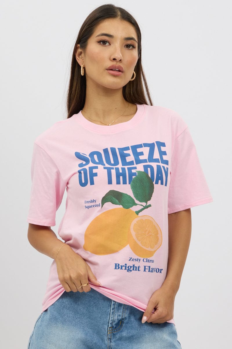 Pink Graphic T-Shirt Short Sleeve