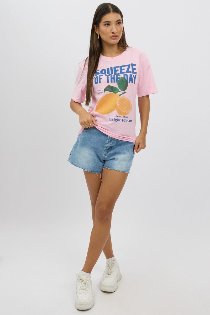 Pink Graphic T-Shirt Short Sleeve
