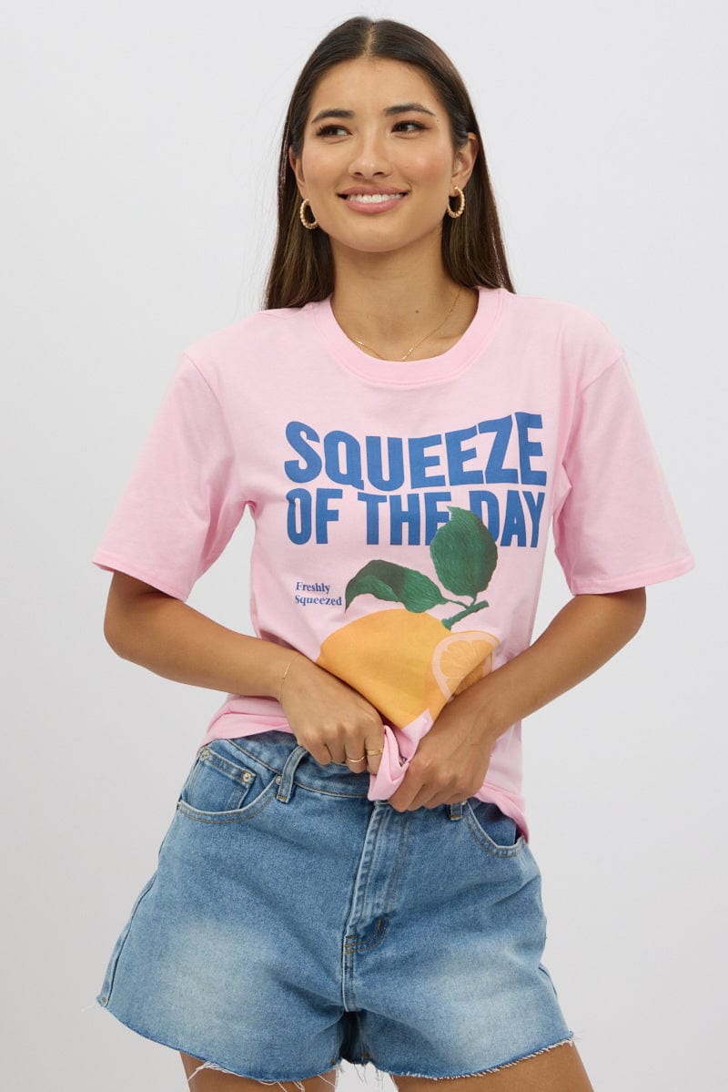Pink Graphic T-Shirt Short Sleeve