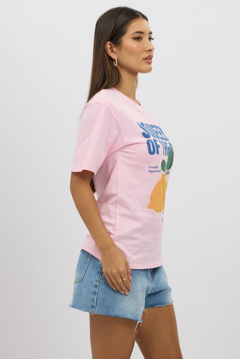 Pink Graphic T-Shirt Short Sleeve