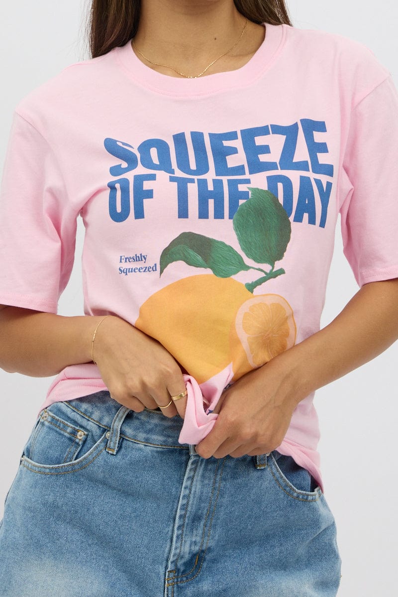Pink Graphic T-Shirt Short Sleeve