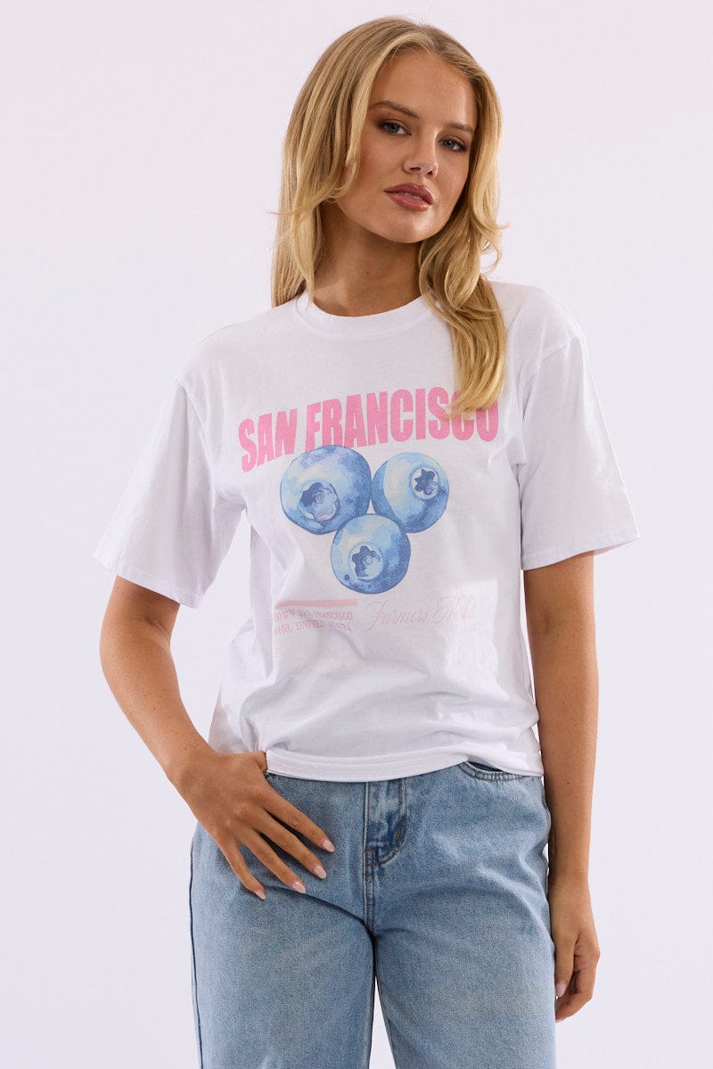 White Graphic T-Shirt Short Sleeve