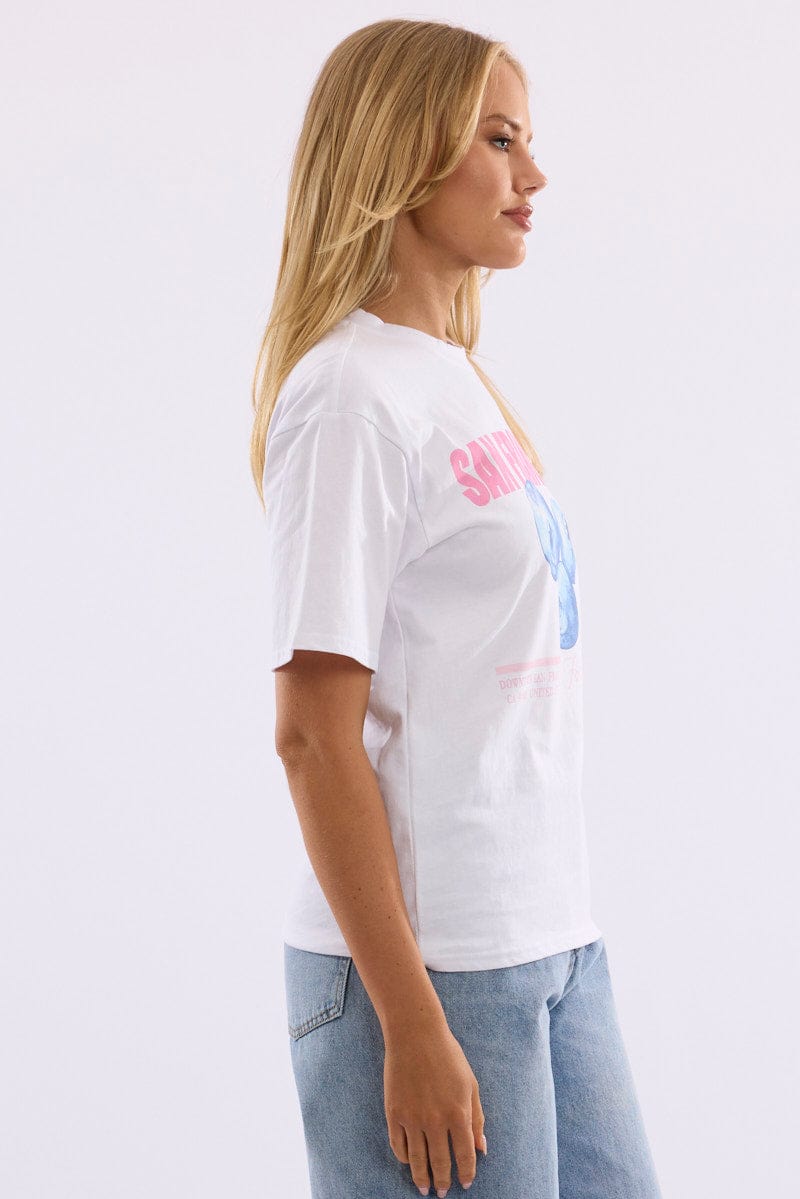 White Graphic T-Shirt Short Sleeve