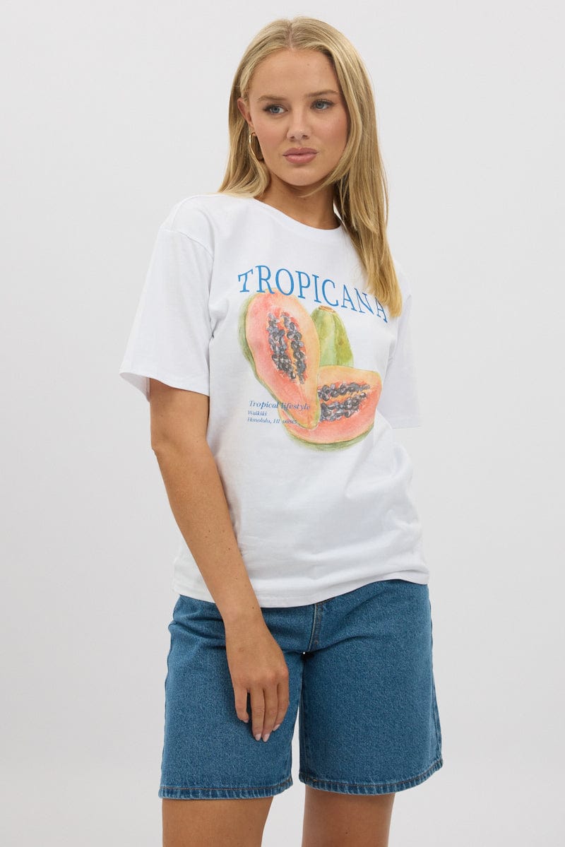 White Graphic T-Shirt Short Sleeve