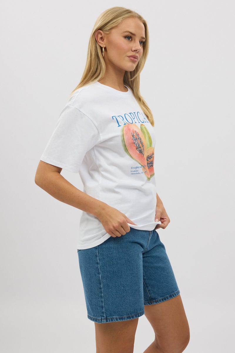 White Graphic T-Shirt Short Sleeve