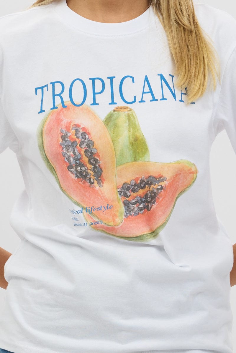 White Graphic T-Shirt Short Sleeve