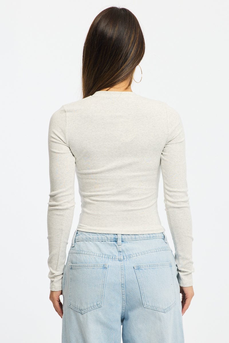Grey Graphic T-Shirt Long Sleeve