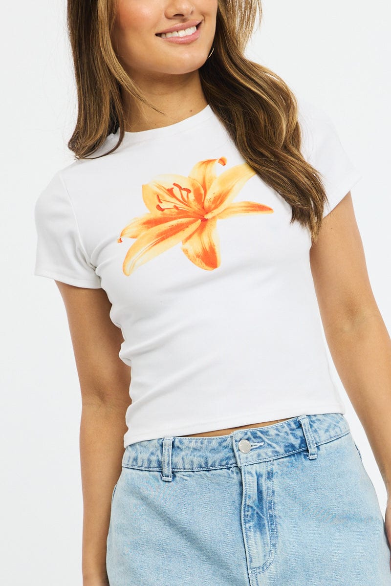 White Graphic T-Shirt Short Sleeve