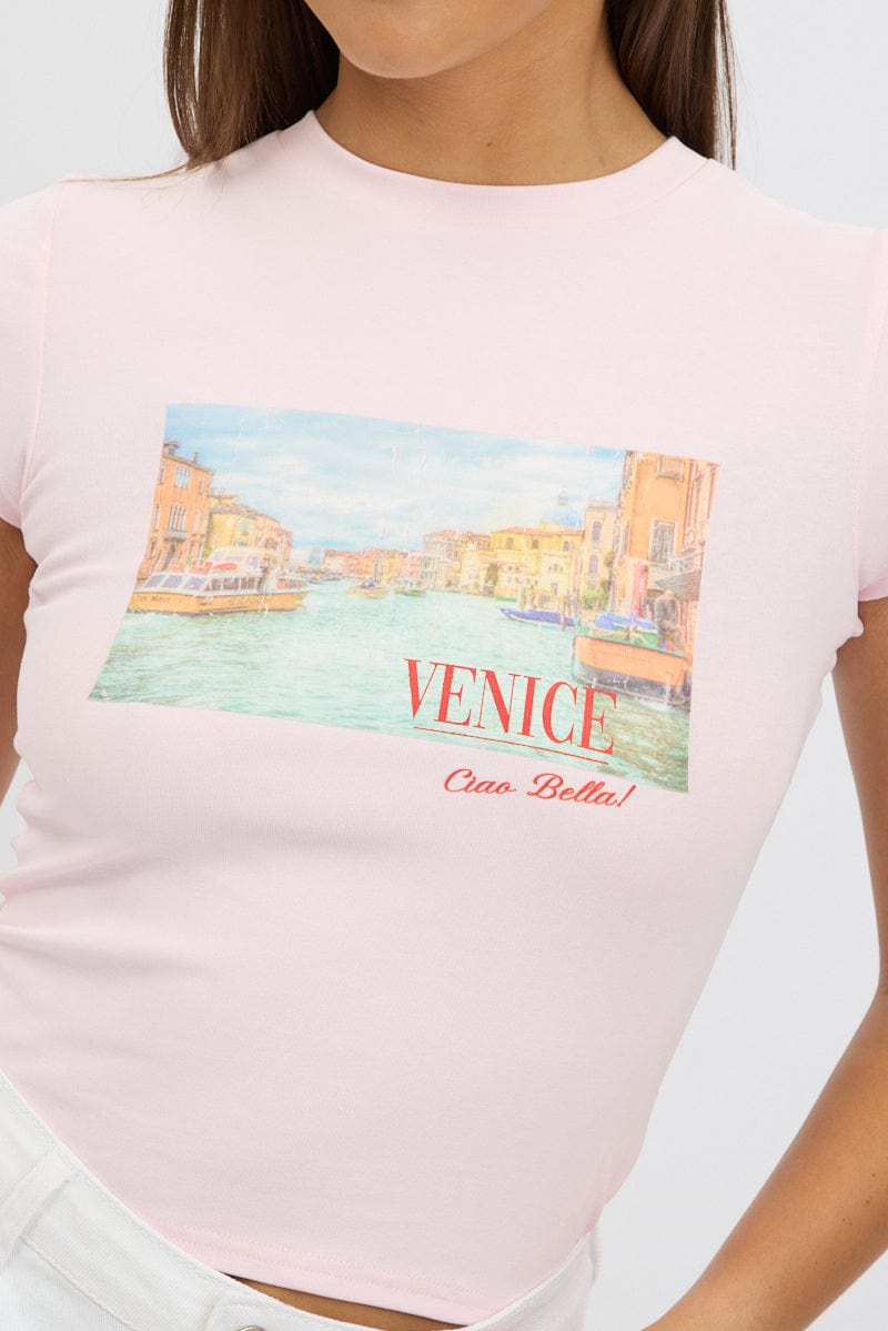 Pink Graphic T-Shirt Short Sleeve