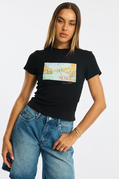 Black Graphic T-Shirt Short Sleeve