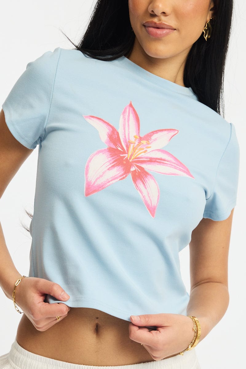 Blue Graphic T-Shirt Short Sleeve