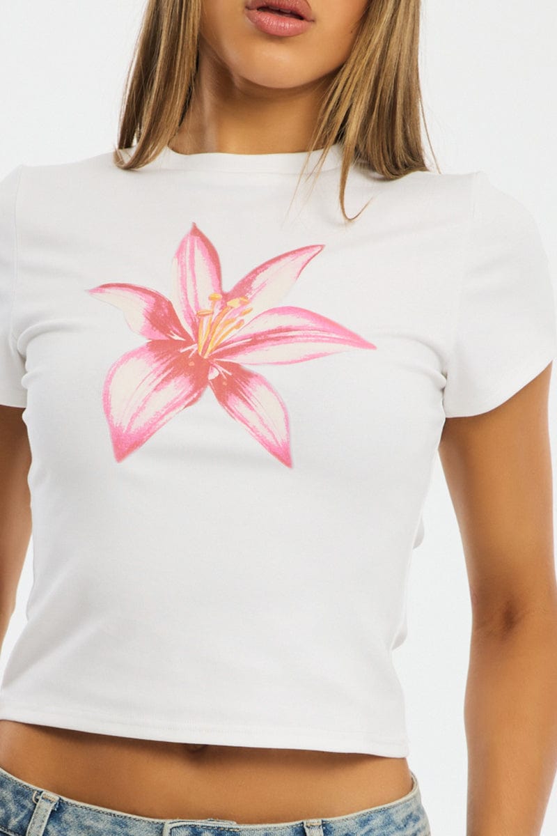 White Graphic T-Shirt Short Sleeve