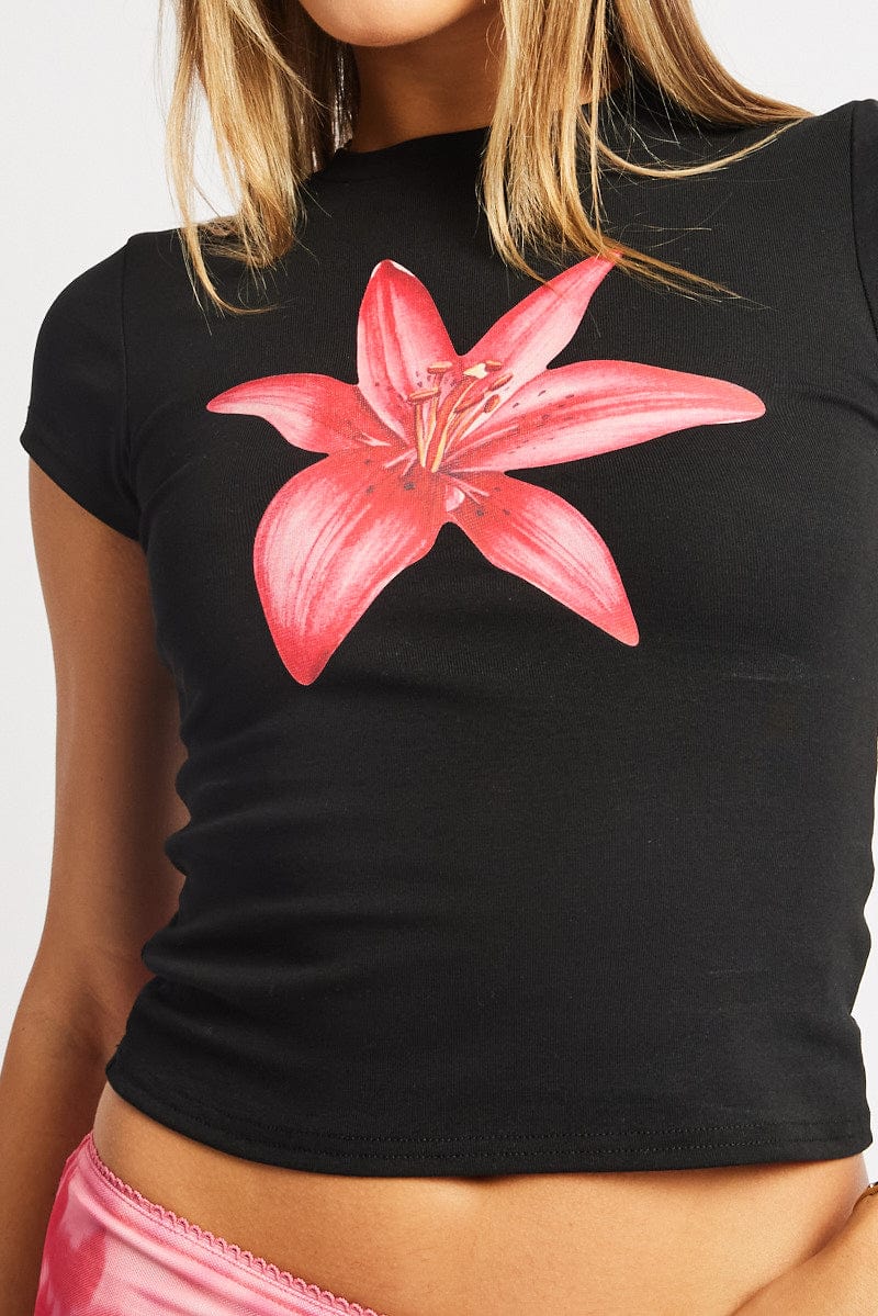 Black Graphic T-Shirt Short Sleeve