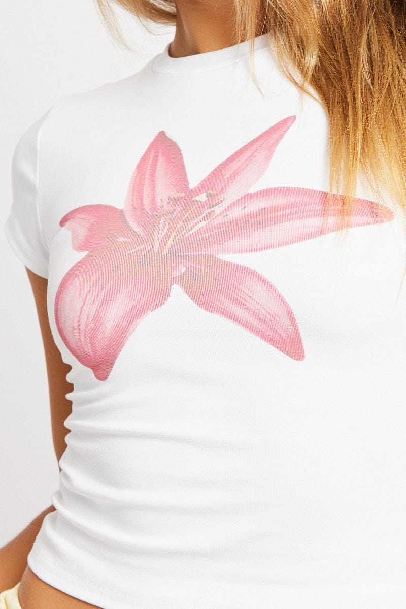 White Graphic T-Shirt Short Sleeve