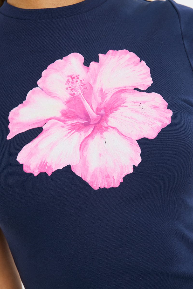 Blue Graphic T-Shirt Short Sleeve