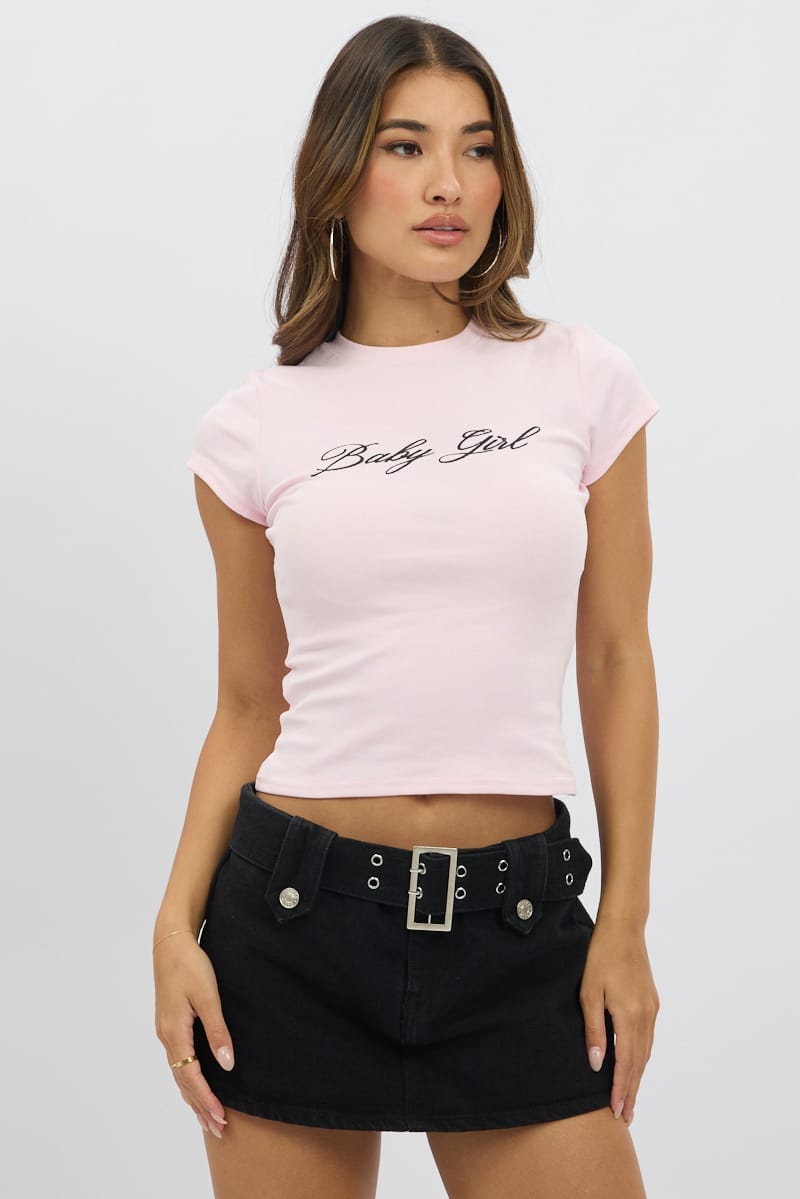 Pink Graphic T-Shirt Short Sleeve