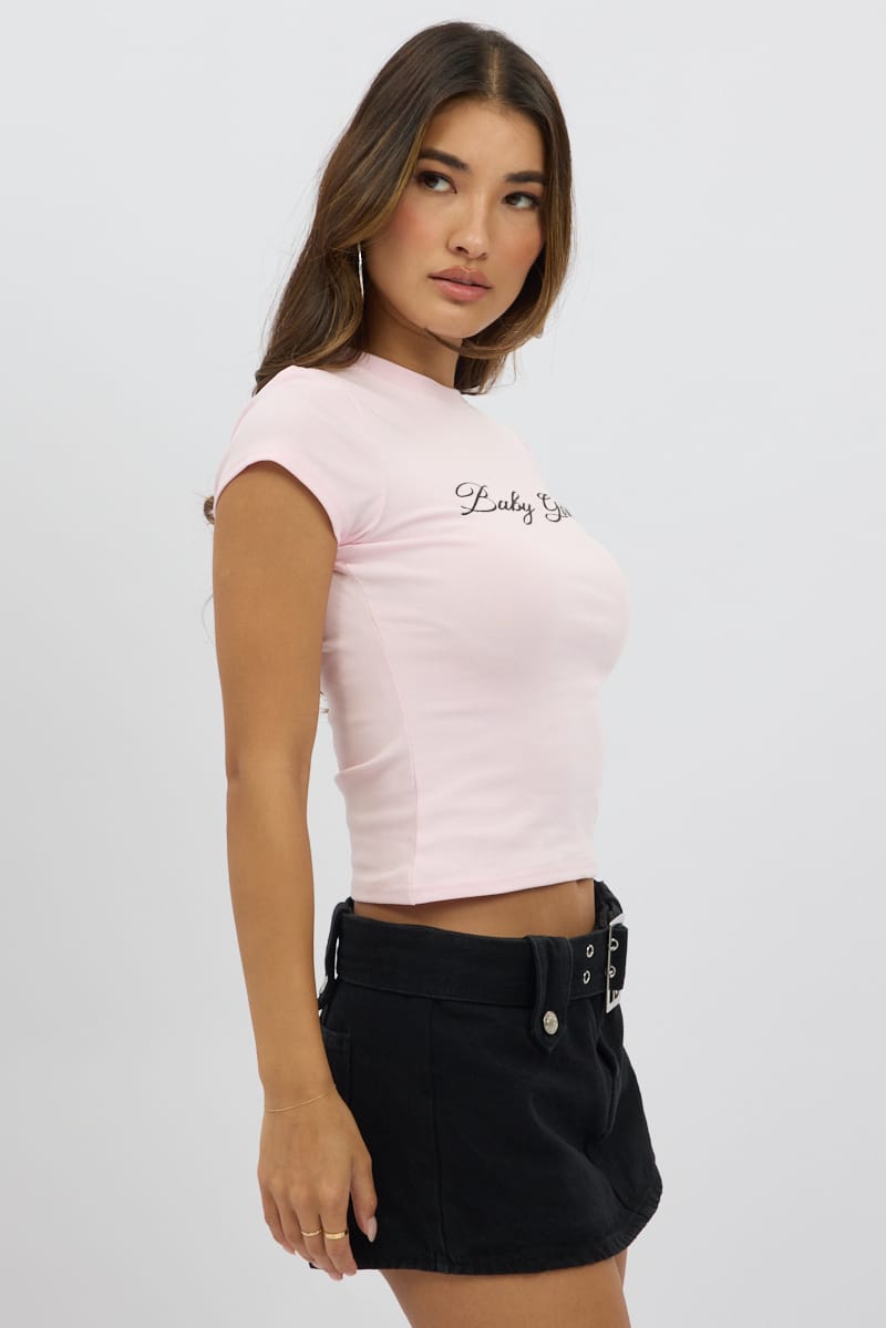 Pink Graphic T-Shirt Short Sleeve