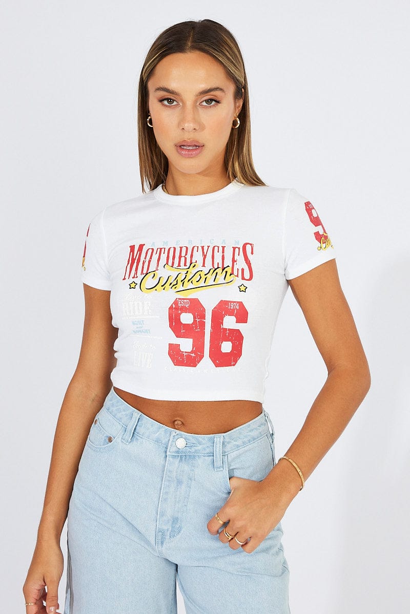 White Graphic T-Shirt Short Sleeve