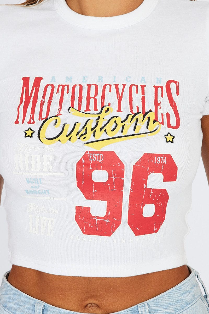 White Graphic T-Shirt Short Sleeve