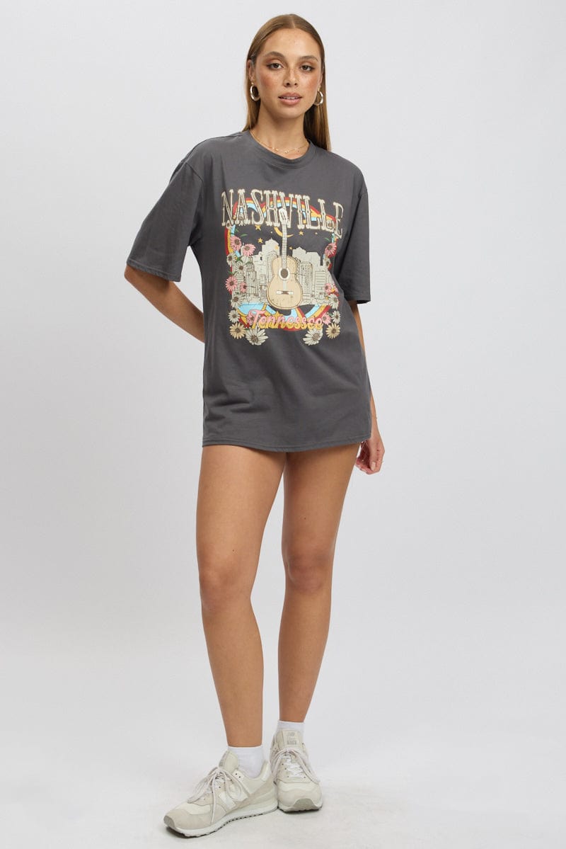 Grey Graphic T-Shirt Short Sleeve