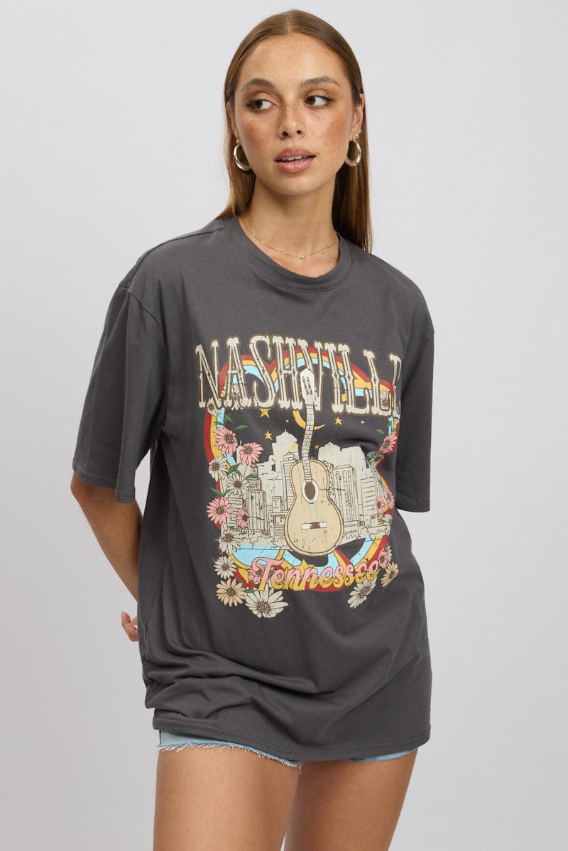 Grey Graphic T-Shirt Short Sleeve
