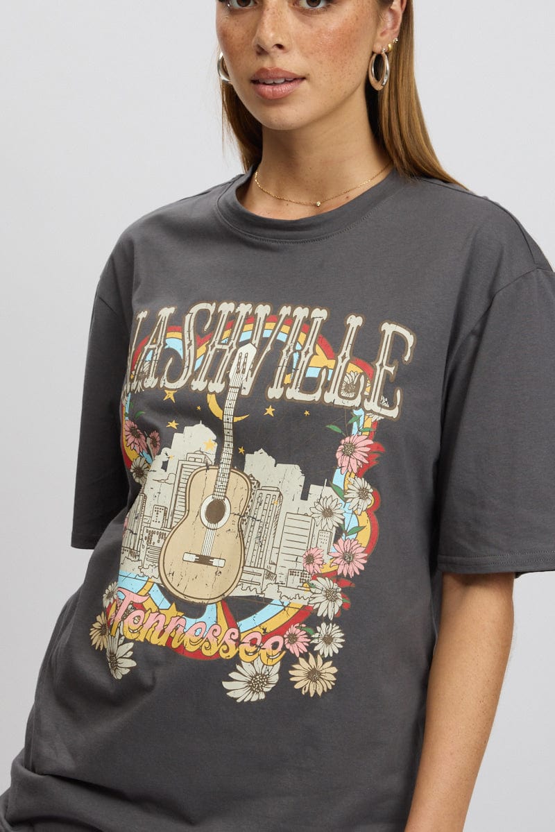 Grey Graphic T-Shirt Short Sleeve