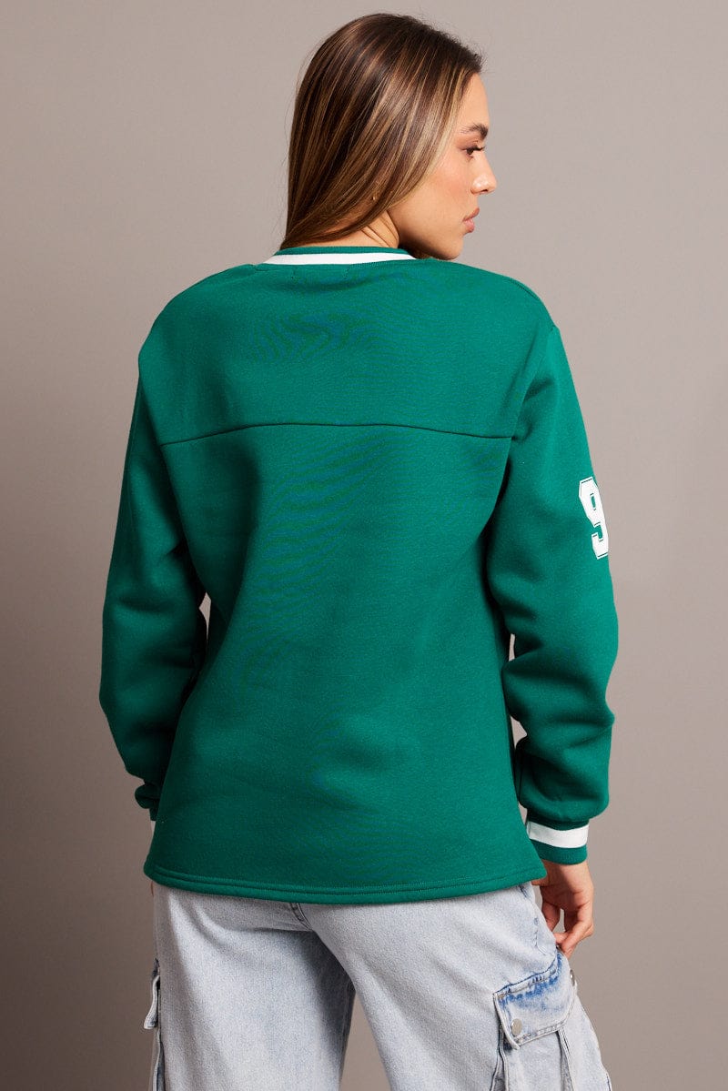 Green Graphic T-Shirt Long Sleeve