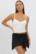 White Mesh Tank Top Top Lace Insert