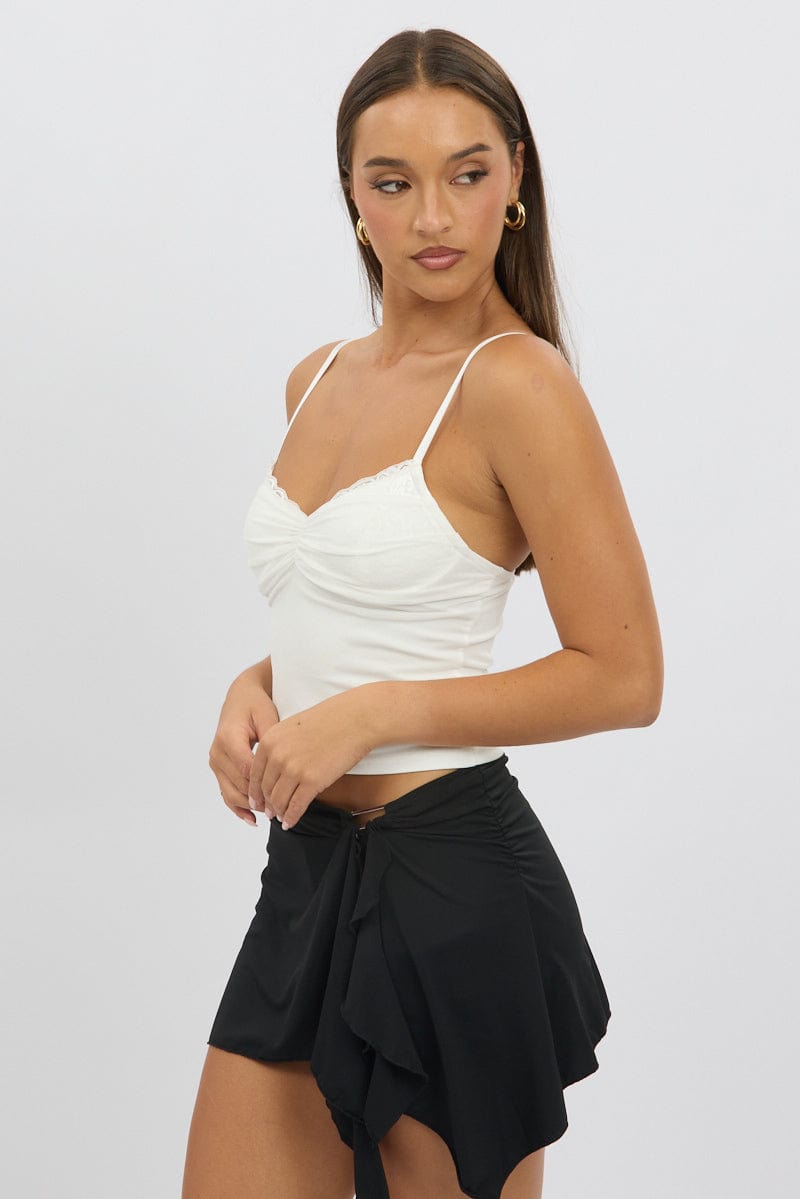 White Mesh Tank Top Top Lace Insert
