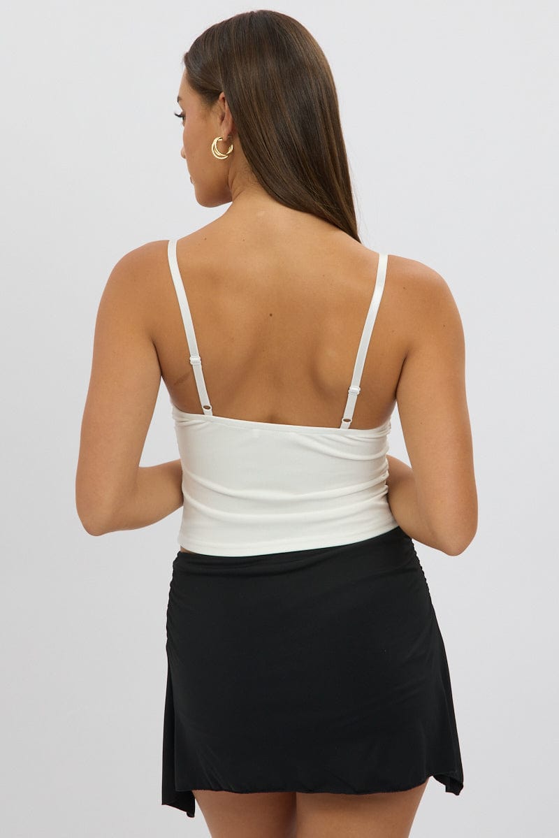 White Mesh Tank Top Top Lace Insert