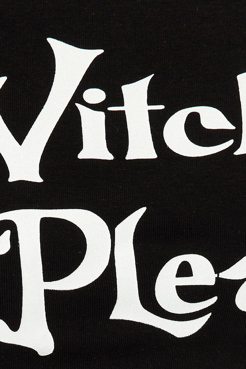 Black Halloween T-Shirt Witch Slogan Crop Baby T-Shirt
