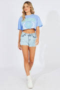 Blue Graphic T-Shirt Santa Monica Varsity Crop T-Shirt
