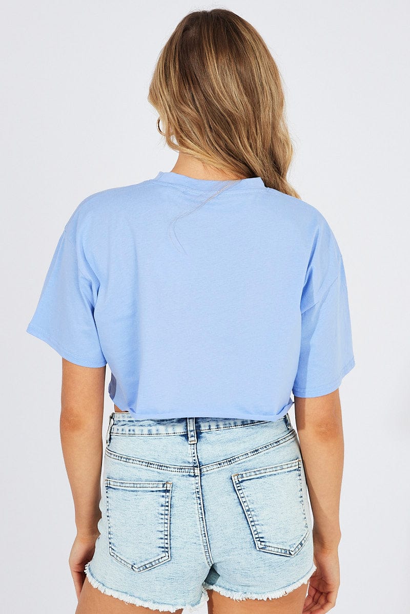 Blue Graphic T-Shirt Santa Monica Varsity Crop T-Shirt