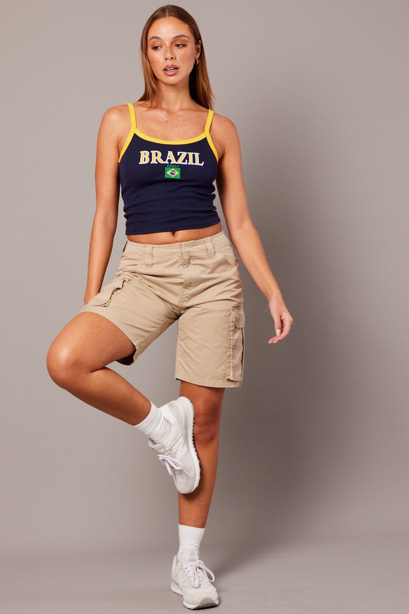 Blue Graphic Tank Top Top