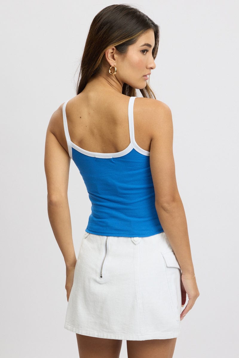 Blue Graphic Tank Top Top