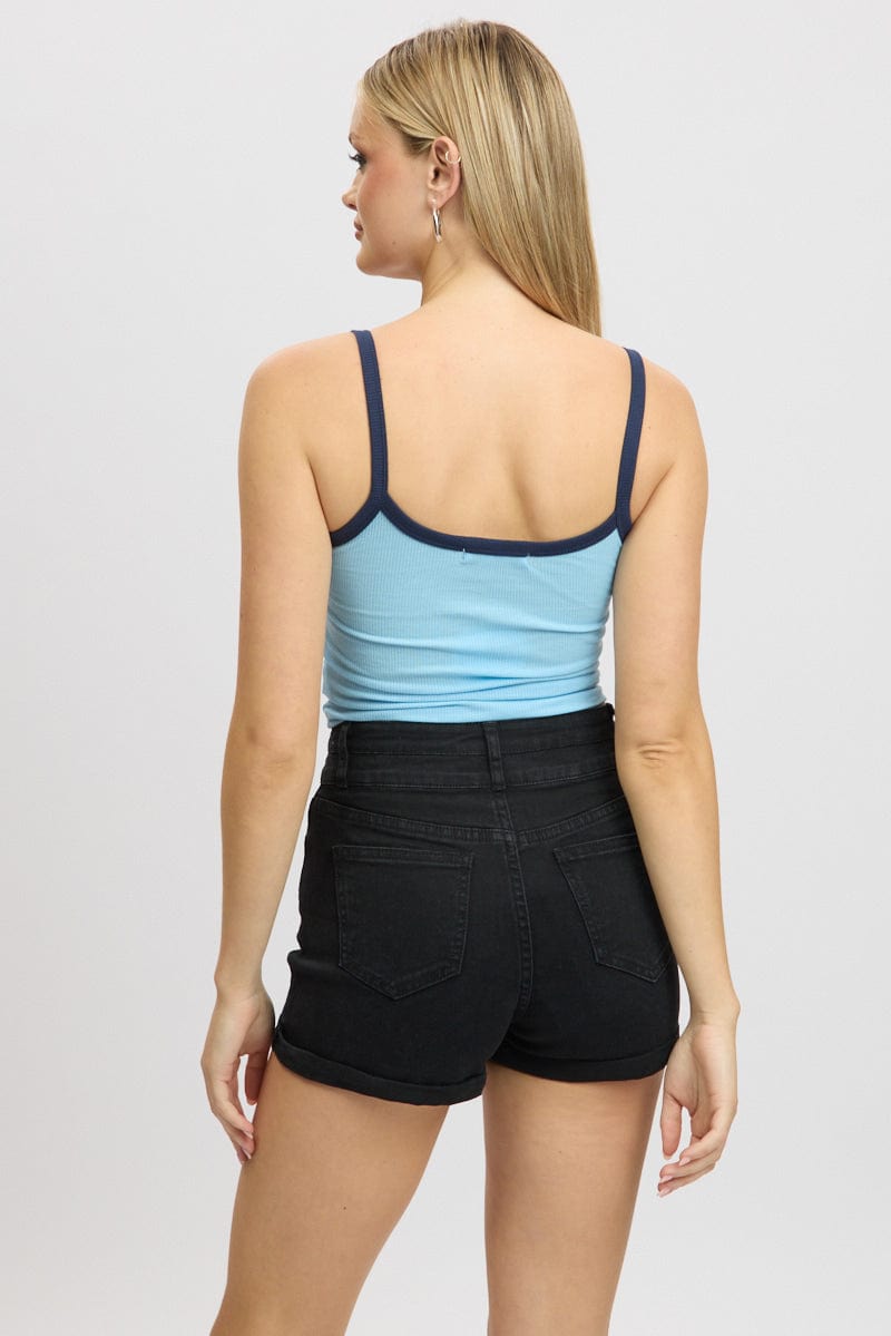 Blue Graphic Tank Top Top