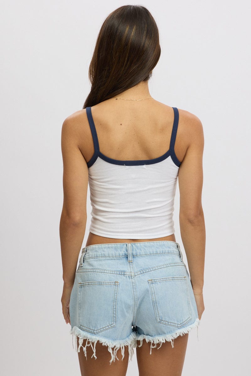White Graphic Tank Top Top