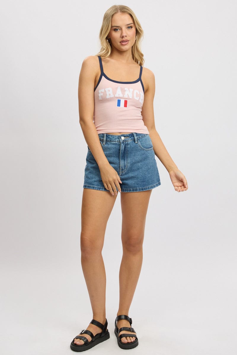 Pink Graphic Tank Top Top