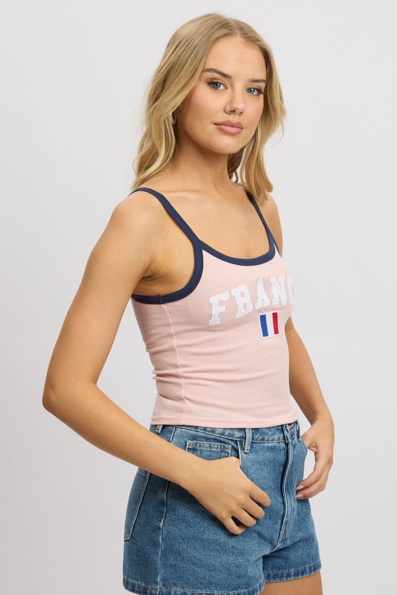 Pink Graphic Tank Top Top