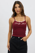 Red Graphic Tank Top Rib
