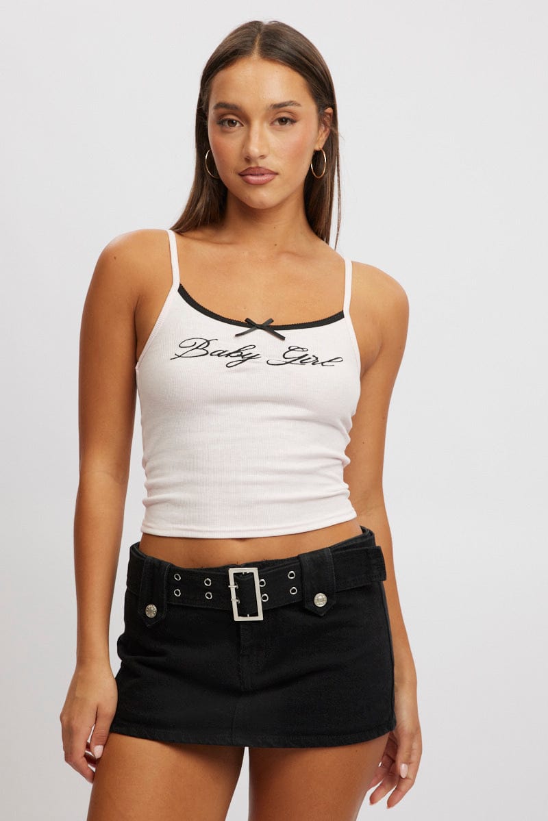 Pink Graphic Tank Top Rib