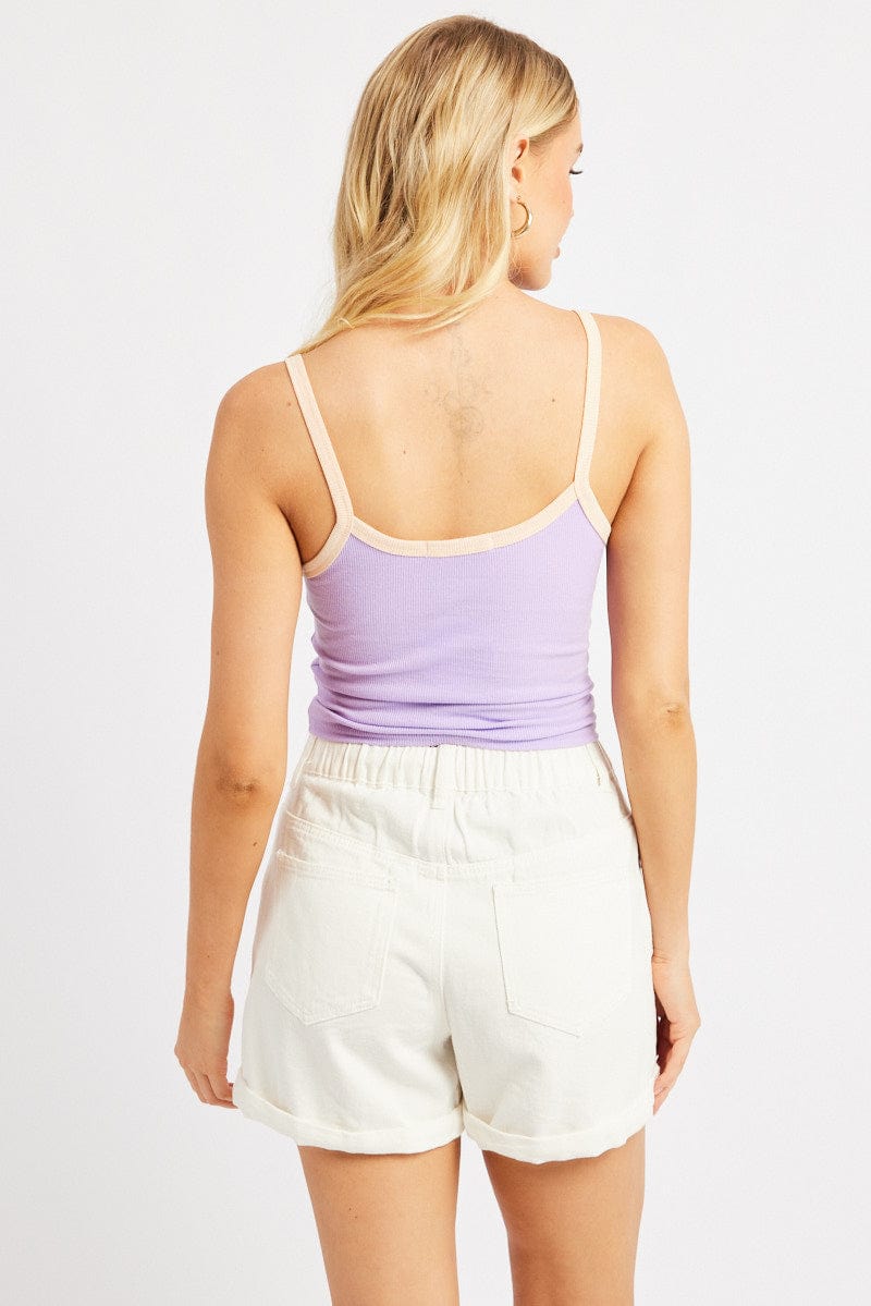 Purple Graphic Tank Top Top