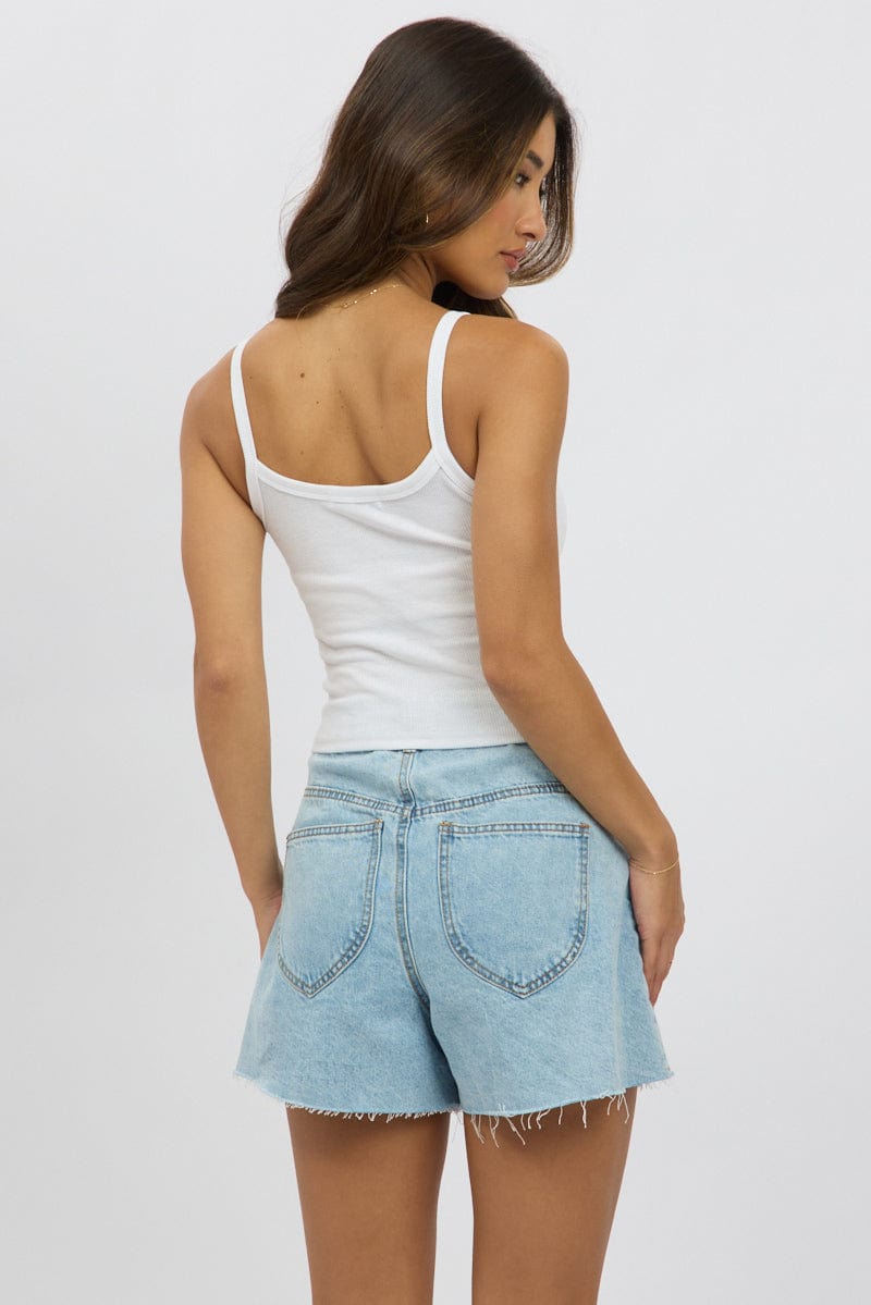White Graphic Tank Top Top