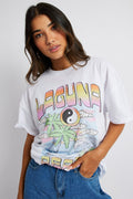 White Graphic T-Shirt Surf Slogan T-Shirt