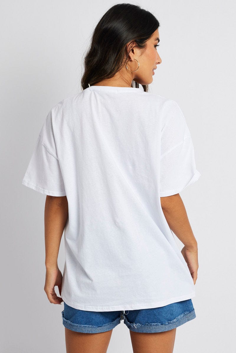 White Graphic T-Shirt Surf Slogan T-Shirt